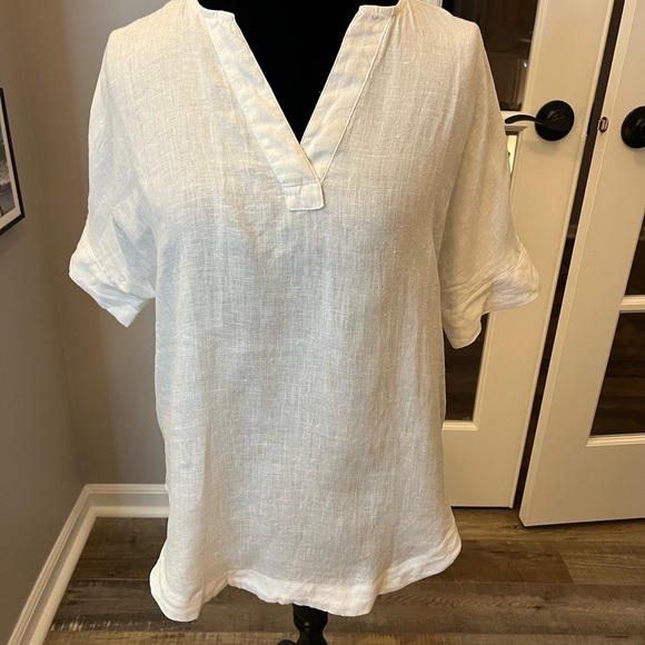 Marks & Spencer 100% linen Tunic with short sleeves and v neck EUC sz 10 - Picture 1 of 9
